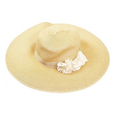 August Hat Company 's Beige Wide Brim Floppy Floral Hat s OS New NWT  766288171107 eb-14717057